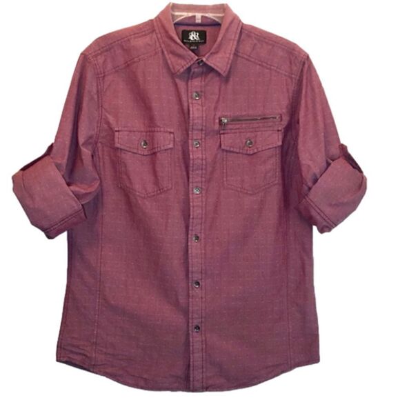 Rock & Republic Edgy Shirt with Zipper and Seam Detail in Pale Red Men’s M - Picture 1 of 11